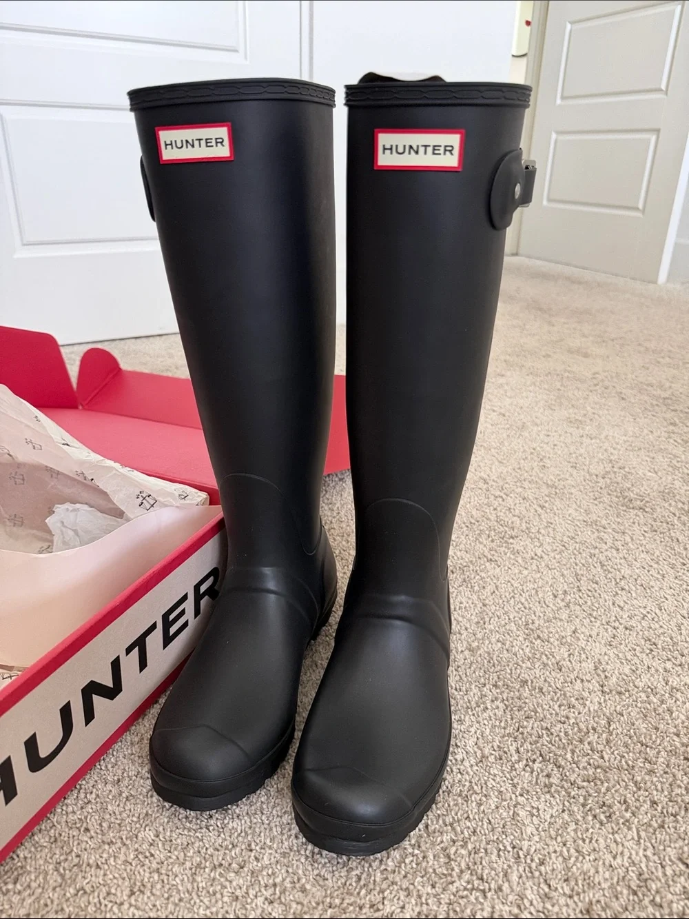 Hunter Original Tall Waterproof Rain Boot Black - Size 8 - New in Box